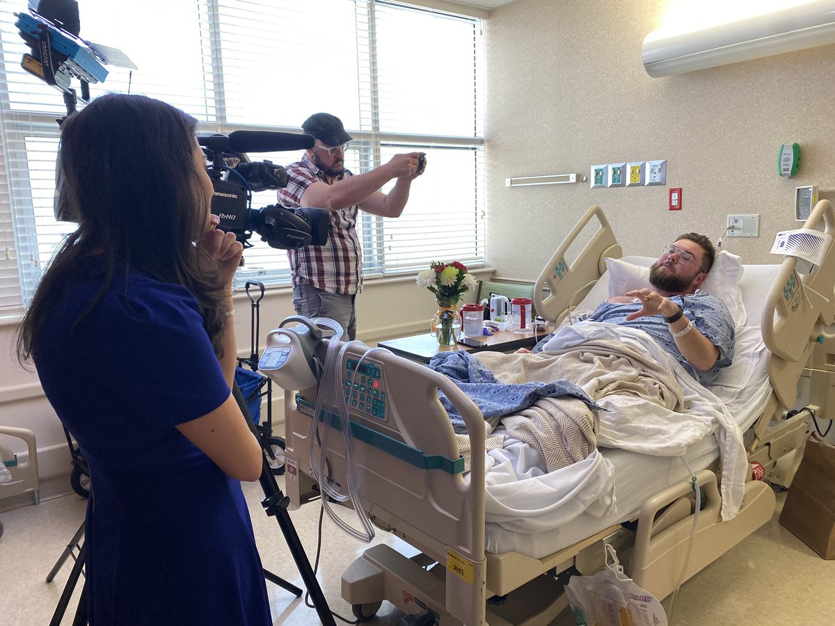 Our colleague Jesse Walden is doing as well as can be post-surgery @orlandohealth – he spoke w/ our colleagues @MyNews13 for the story we all wish we never had to tell, airing tonight. (photo shared w/ permission)