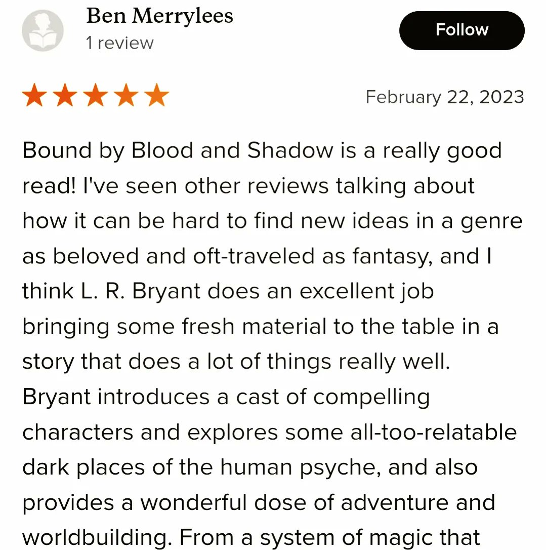 L_R_Bryant's tweet photo. ✨ THIS REVIEW ✨
ARC readers, strangers, are reading and reviewing my debut! Launch is TWO DAYS away.

#WritingCommunity #fantasy #epicfantasy #darkfantasy #portalfantasy #debutnovel #indieauthors #BookReview https://t.co/T3frpuOclN