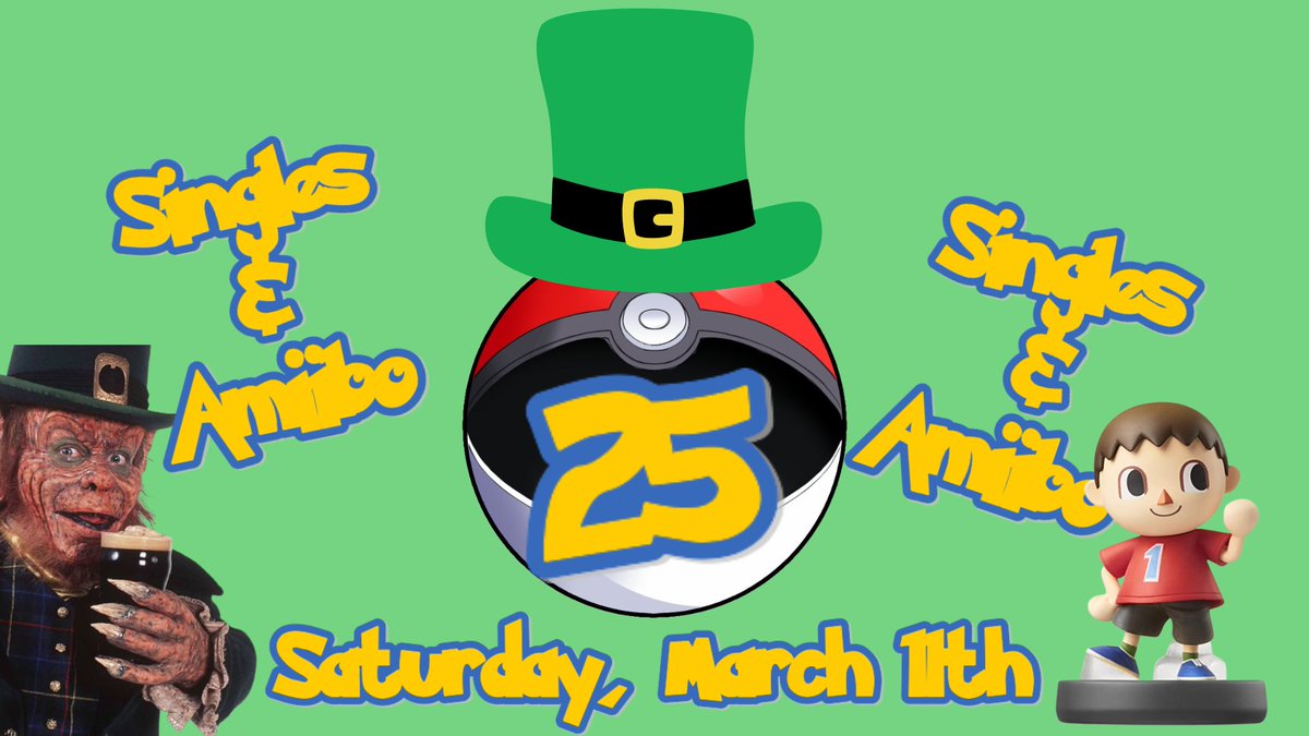 Hi Cencal!

Central Colosseum 25 will be happening on Saturday, March 11th

Doors open @ 4:30pm
Amiibo @ 5pm
Singles @ 6pm
Res bracket will also be available at the site!

If you wear green to CC25 (must be visible) you'll earn a $5 discount!

NOW LIVE
start.gg/cc25