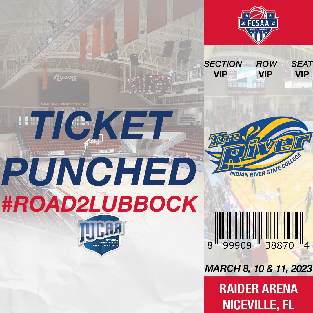 🚨TICKET PUNCHED🚨
Congrats to @INDIANRIVER_WBB for punching their ticket to the 2023 FCSAA/NJCAA Region VIII Women's Basketball Championships!
#Road2Lubbock