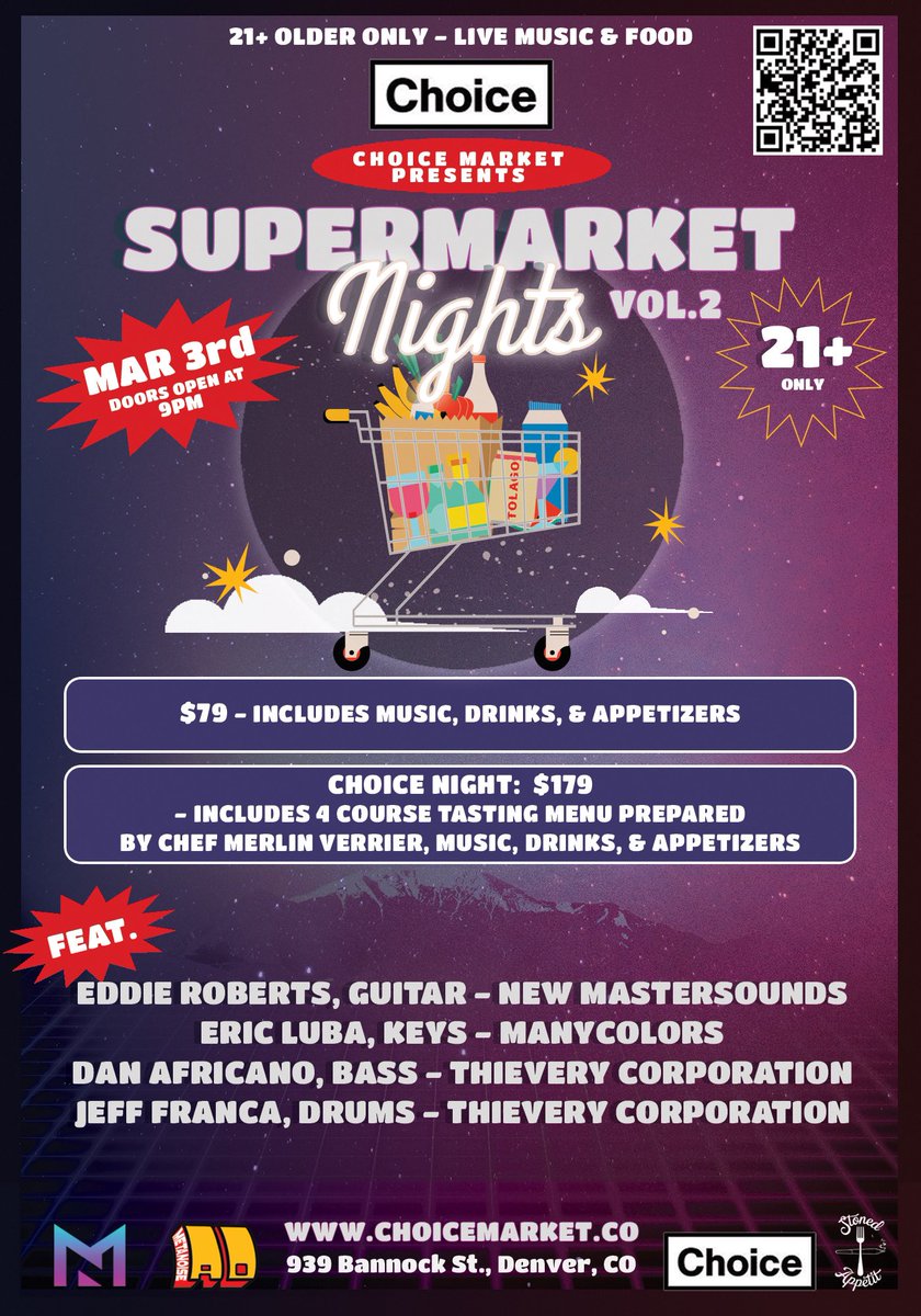 nomadblvd's tweet photo. Almost 1 Week until 🛒#supermarketnights @thechoicemarket

If you’re going to #ETHDenver get your 🎟️Tickets NOW! https://t.co/N6ecv7Hcgz