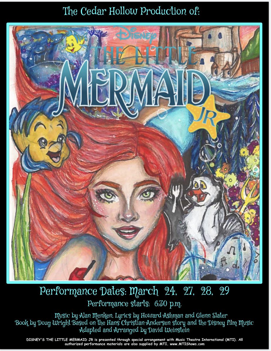 CedarHurricanes's tweet photo. This is a must-see production by the very talented students @cedarhollowps Congrats to two of our grade eight students for designing this incredible program cover. Performance dates and times can be found at https://t.co/4YBNFxH8yM @MrSwanMusic @SaraPDeCandido @TeachMsMolloy https://t.co/Hdxhrpv55l