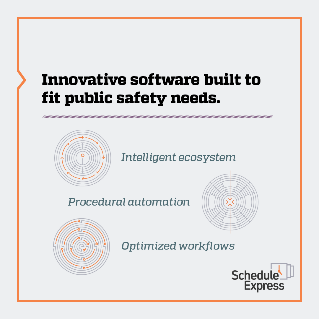 Schedule Express is configured by former #FirstResponders who understand the right solution is as unique as the agency it’s made to serve. Visit our website to learn more about how our #AutomatedScheduling solution can benefit your #PublicSafety agency. 

#SafeCities #Scheduling