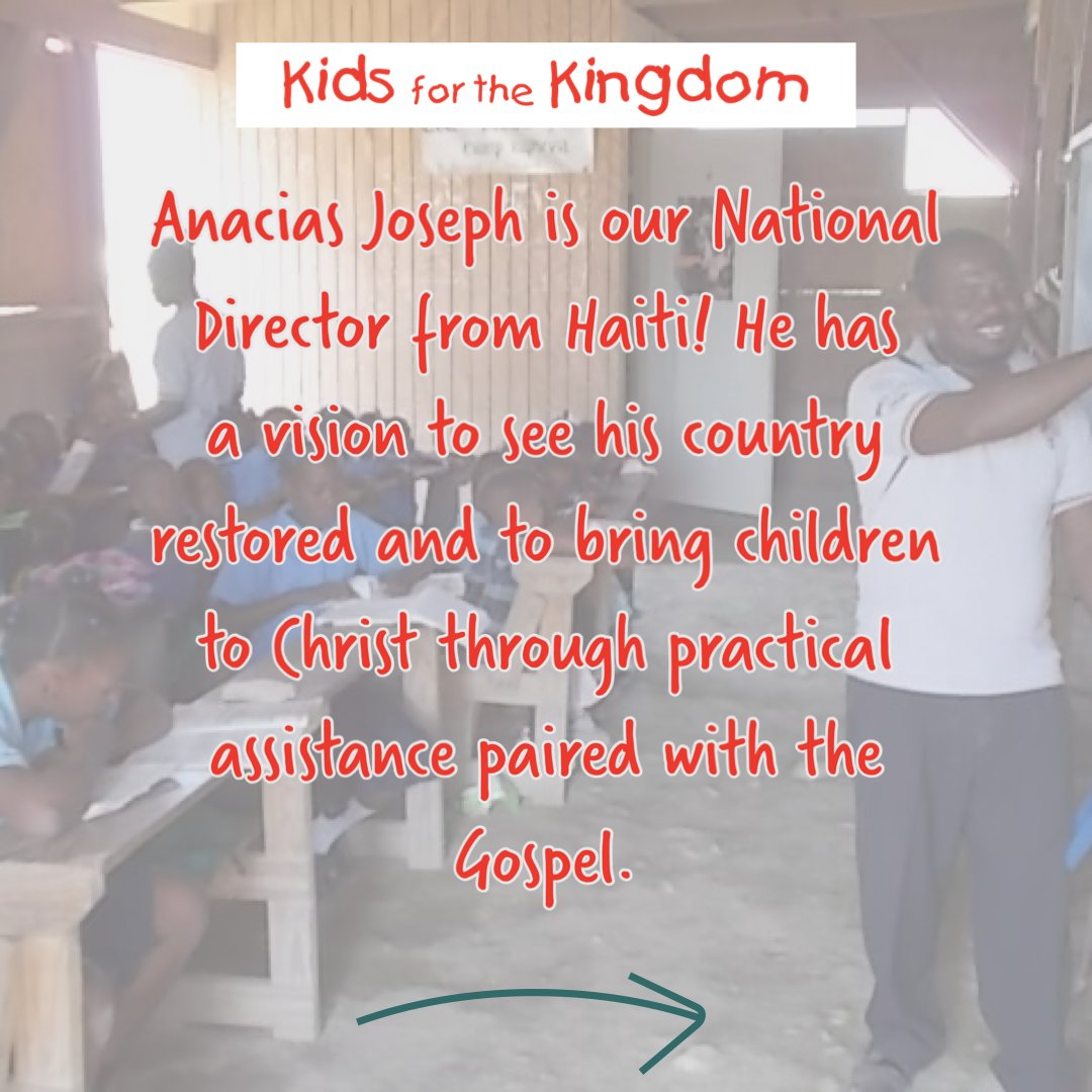 k4k's tweet image. Meet Kids for the Kingdom from #Haiti! National Director Anacias has a vision to bring transformation to his country through the word of God. He provides #BibleClubs, #FeedingPrograms, #Education, #VocationalTraining, and more to his #community. Swipe to learn!