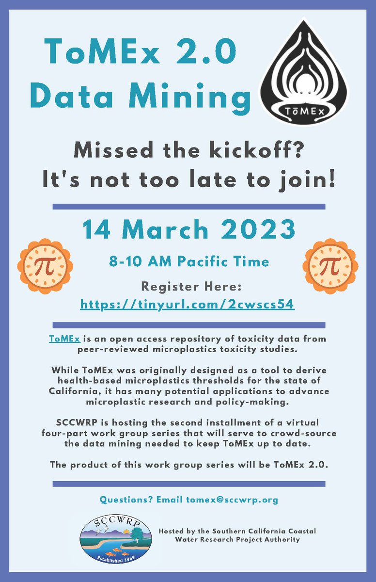 🍰 ToMEx makes data visualization, exploration, and modelling of #microplastics toxicity data a piece of cake!

Let's make the app even sweeter and richer though. Join us this Pi day 🥧for part 2 of 4 of the ToMEX 2.0 workshop!

Register 👇
tinyurl.com/2cwscs54