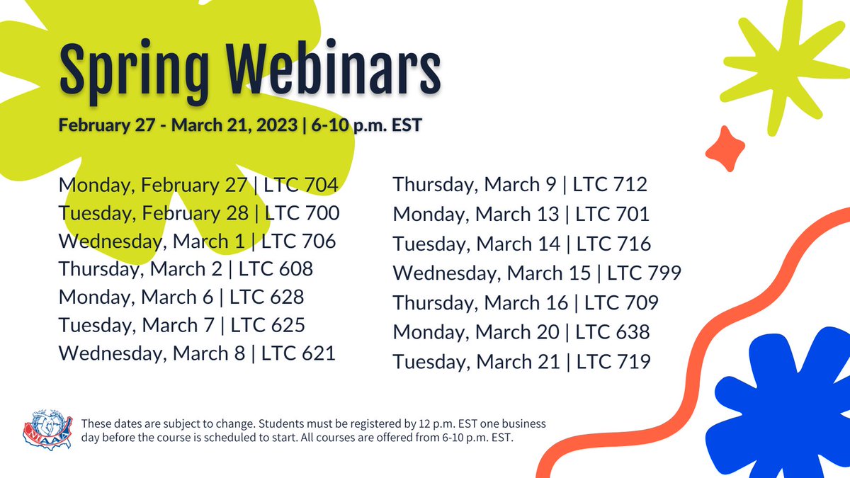 NIAAA9100's tweet photo. Unlock your potential with NIAAA Spring Webinars! We're offering 14 informative and engaging courses that will elevate your skills and knowledge.

Register now and take your career to the next level!
https://t.co/c687toCmt0

#NIAAA #SpringWebinars #AthleticAdministration https://t.co/hV2akrUh2I