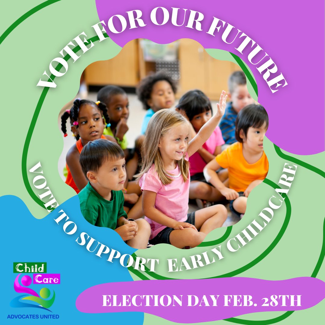 CCAUIL's tweet photo. Election day is coming up for the city of Chicago!! Don't forget to vote on February 28th! 🗳 Vote for our future- vote to support early childcare https://t.co/JPGtekBPyH