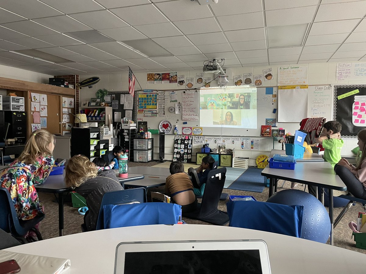Ketchingham34's tweet photo. So cool to hear @evachen212 read aloud her book “I am Golden”.  2nd graders at Winfield are wondering where you get inspiration from? Thanks for reading to us! #winfield34 #seesaw https://t.co/vUGXZDQ3RB