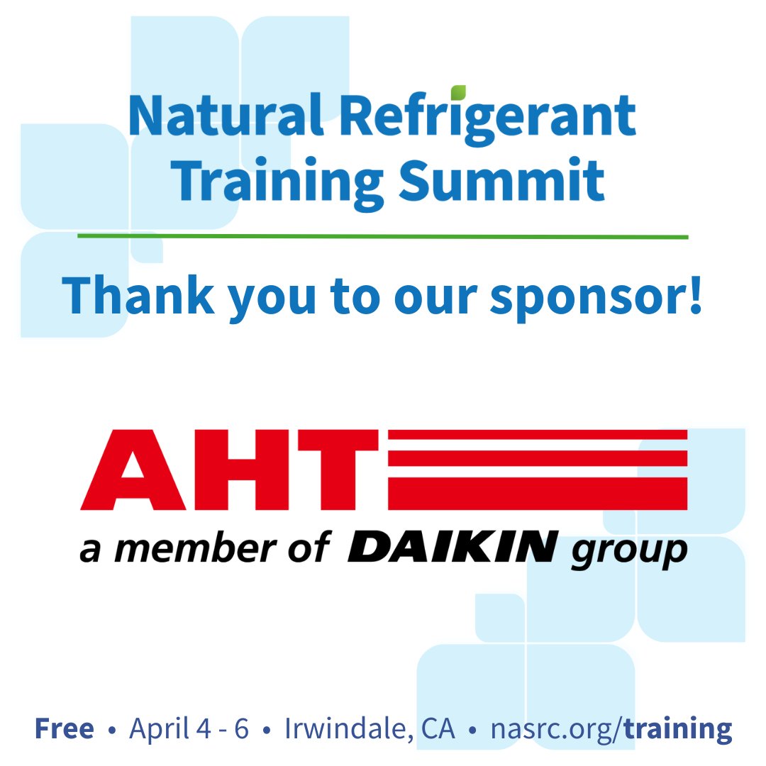 NatRefCouncil's tweet photo. #Thanks to premium #NatRefTraining Summit #sponsor & trainer AHT!
Join us in CA April 4–6 for a free #training & expo on the latest #natref tech. The event will feature concurrent tech training sessions from manufacturers & industry experts. Register: https://t.co/1Q8NaOQXcK https://t.co/vXestQZjj3