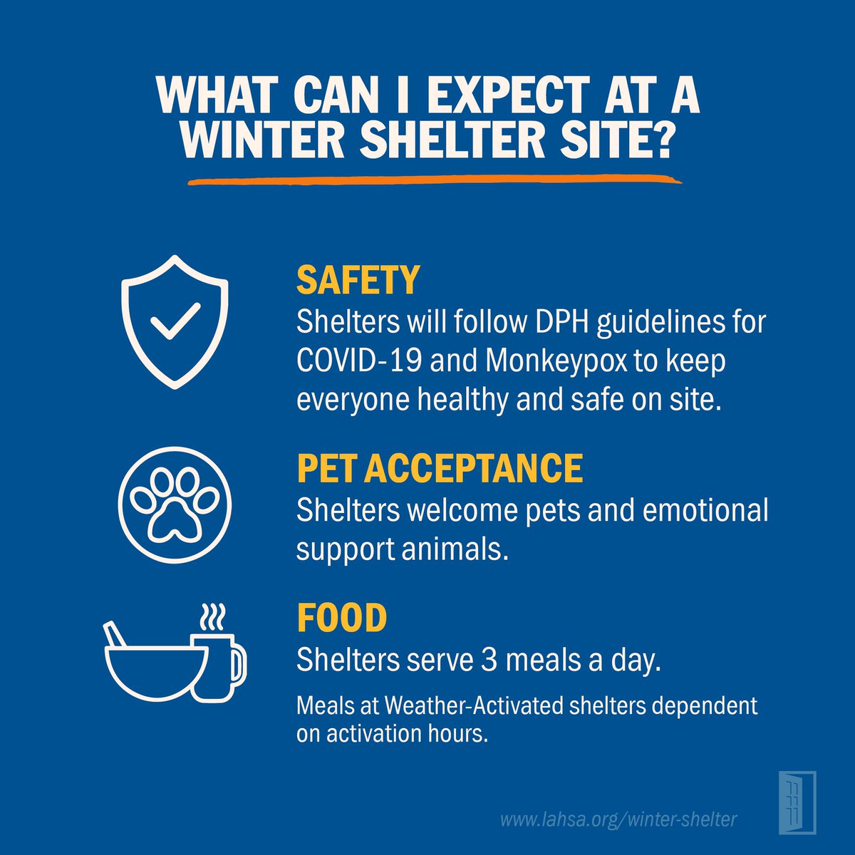 EveryoneIn_LA's tweet photo. Cold, wet weather is here ⛈️☔️The Weather-Activated Shelter Program is an emergency response to provide people experiencing homelessness safe &amp; supportive shelter during severely inclement weather.
Please help spread this critical info! 
🔗 https://t.co/94wmU9G2iL

#everyonein 💙 https://t.co/BS6CFK9sXS