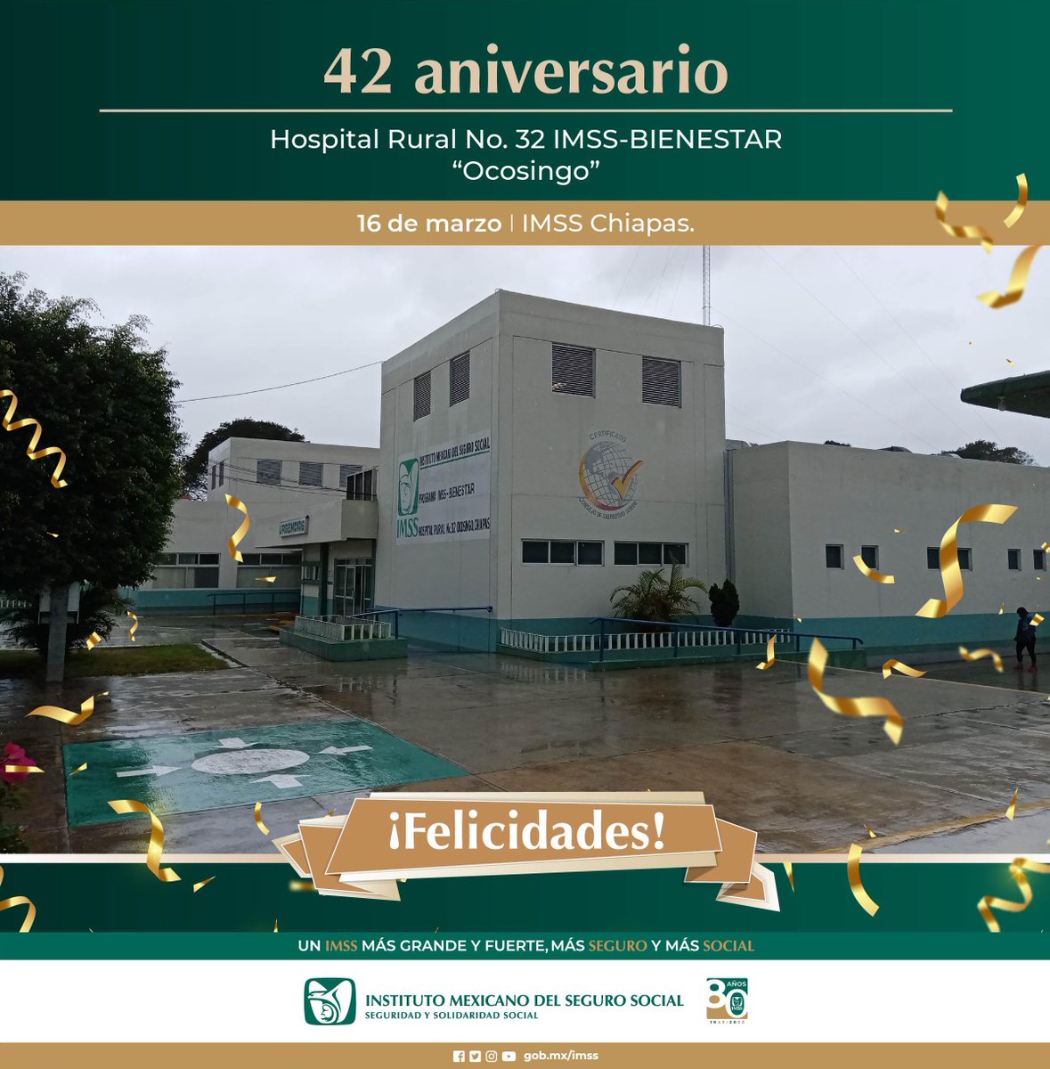 IMSSchiapas's tweet image. La gran familia #IMSSChiapas felicita al Hospital Rural No. 32 del programa IMSS BIENESTAR en Ocosingo, Chiapas, por sus 42 años al servicio de la población más necesitada.

¡Enhorabuena!

#OrgulloIMSS