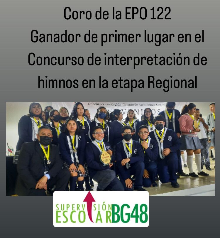 Bg48Supervision's tweet photo. Felicidades a la @upyc_epo122 por el primer lugar en el Concurso de Himnos en la etapa Regional @SBGOriente en su interpretación de Himno Nacional, quienes nos representarán en la etapa Estatal. 
@SEMSedomex @EdomexDgfa @HectorUlisesCG1 @NoeOrtegaCamac1 https://t.co/EByP5sykr4