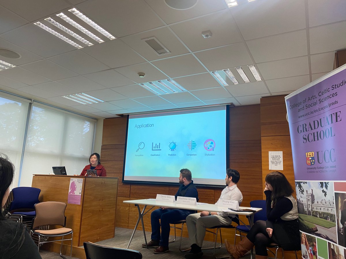 omurphy16's tweet photo. Wonderful to hear all the original, creative thinking from the next generation of researchers @UCC - particularly @DHinChina Shuang Xiao from @UCC_DH sharing a panel with Denis and Michael from History of Art … #UCCDH https://t.co/WJxx91lfbA