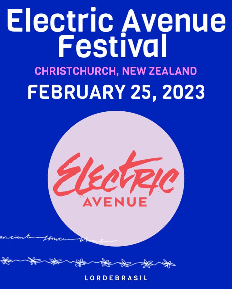 LordeBrasil's tweet photo. Christchurch, it is your time to dance AGAIN!!! ☀️
O sexagésimo terceiro show da turnê acontece hoje no Electric Avenue Music Festival em Christchurch (NZ), Lorde se apresenta no Park Stage às 04:10 (Horário de Brasília). #solarpowerworldtour https://t.co/qFKoAVaBQg