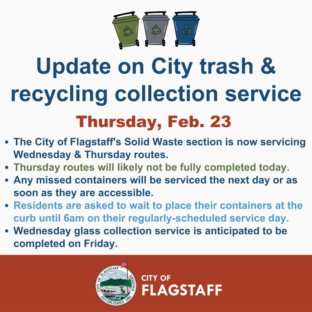 City of Flagstaff on Twitter "Update on City trash & recycling