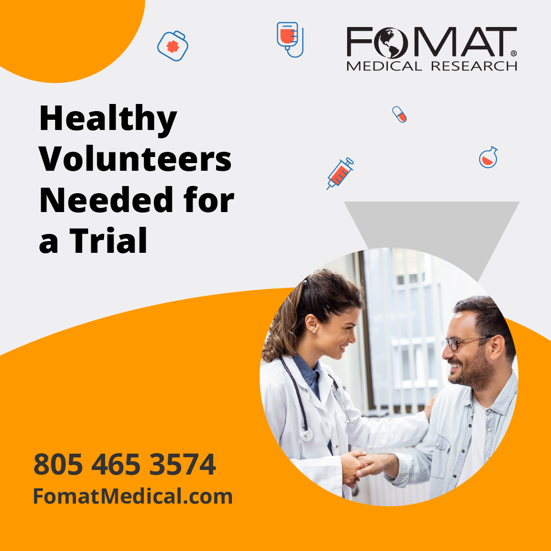 FomatMedical's tweet photo. Calling all healthy volunteers! Join our trial to help advance medical research and make a difference in the lives of others. You will also earn compensation for your participation.  Sign up now! ##MedicalResearch #EarnCompensation #HealthyVolunteers. https://t.co/xEgrwgYSVg