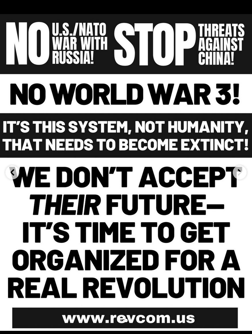 Fri. Feb 24: On the #OneYearAnniversary of the US/NATO-Russian War In #Ukraine
<a href="/TheRevcoms/">The Revcoms</a> will make an important announcement and dramatic visual manifestation.

Livestream in Spanish &amp; English 11am PST, 2pm NYC
YouTube.com/TheRevcoms
IG <a href="/TheRevComs/">The Revcoms</a>