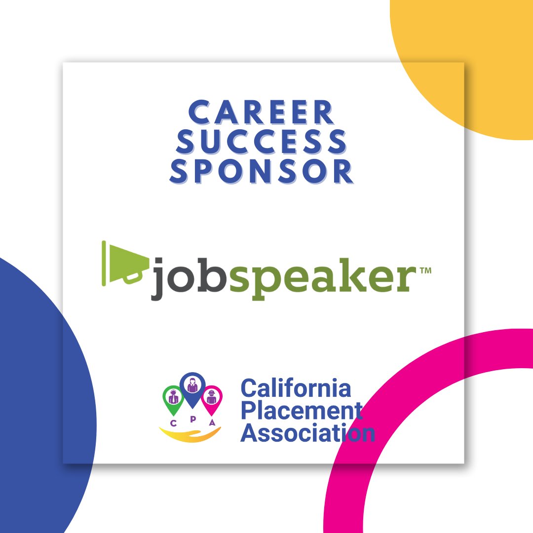 calplacement's tweet photo. A huge shout out to Jobspeaker for supporting California Placement Association at the Career Success Sponsor level!! Thank you for your support!
https://t.co/3EIfyzupk6
https://t.co/rwHvzH1YKS
@jobspeaker #calplacement2023 https://t.co/C04TD5MUJH