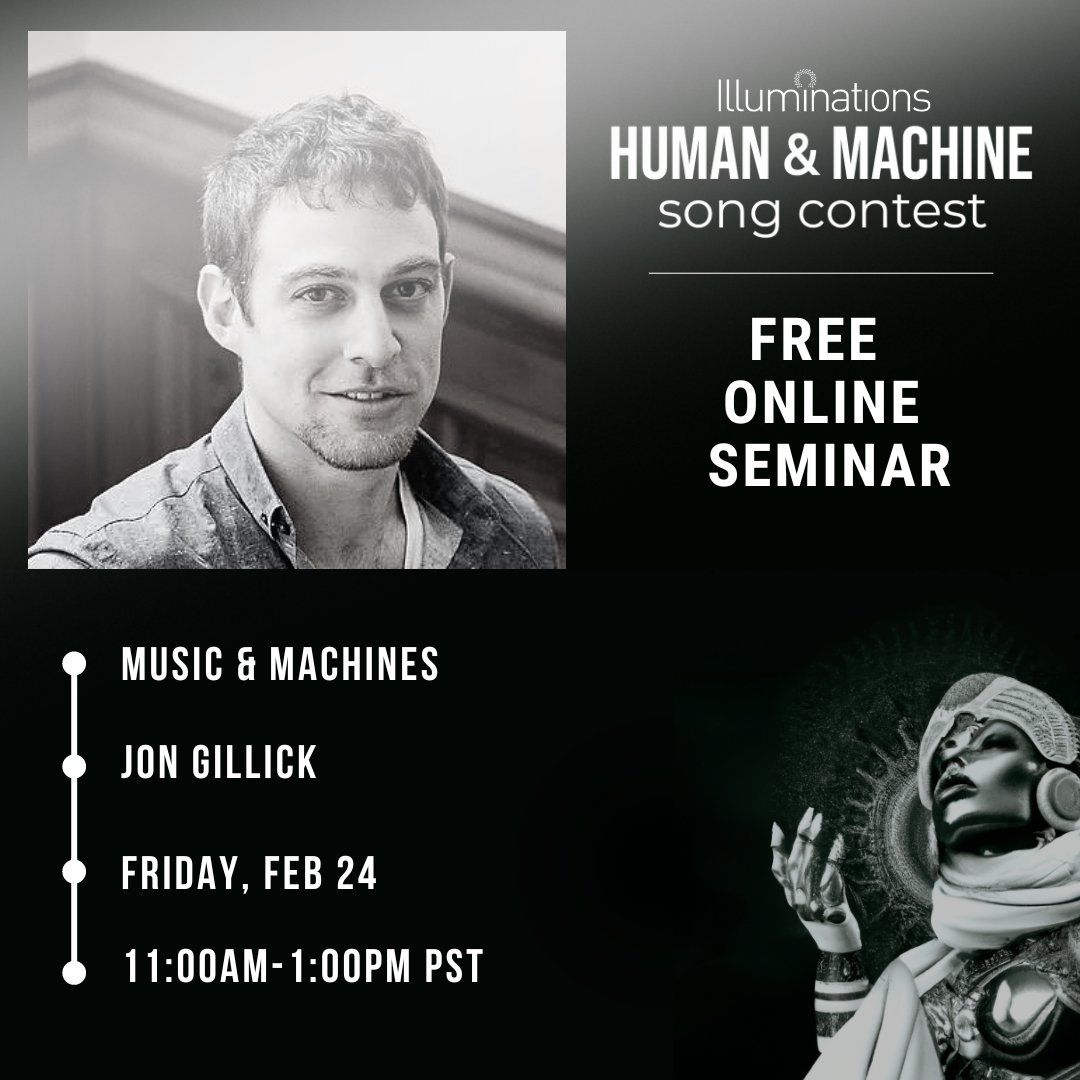 calperformances's tweet photo. Explore one artist-centric vision for how AI and machine learning might be applied to music with researcher, music producer, &amp; composer @jon_gillick !

Free, online seminar
THIS Friday 2/24

Click "Add to Calendar" under the event for the Zoom info: https://t.co/wT2hP1Srll https://t.co/YCSOI2Pwp6