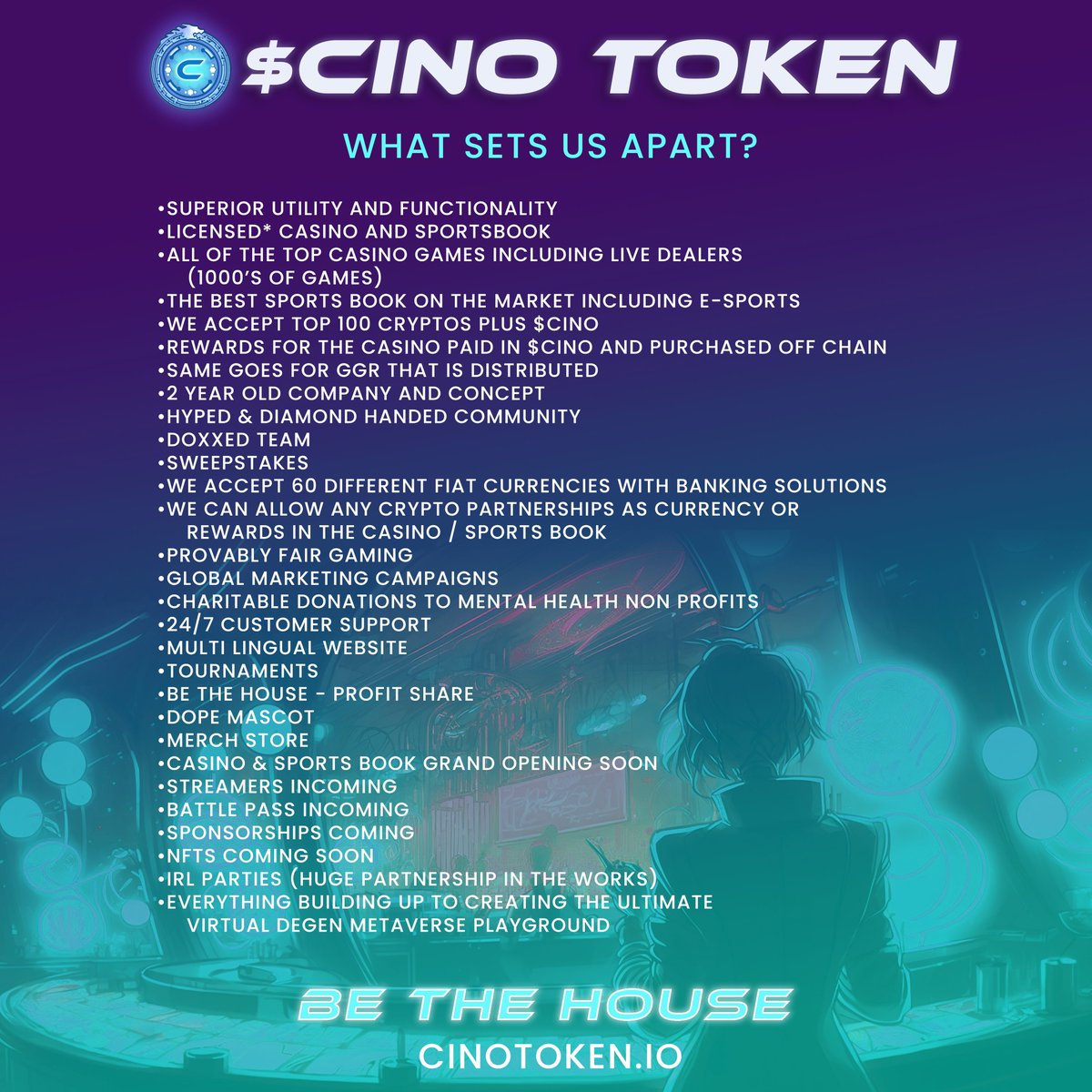 There are a lot of #cryptocasinos popping up. Here is what sets $CINO apart from the crowd 🎰🚀💎

#BETHEHOUSE #top100crypto

cinotoken.io