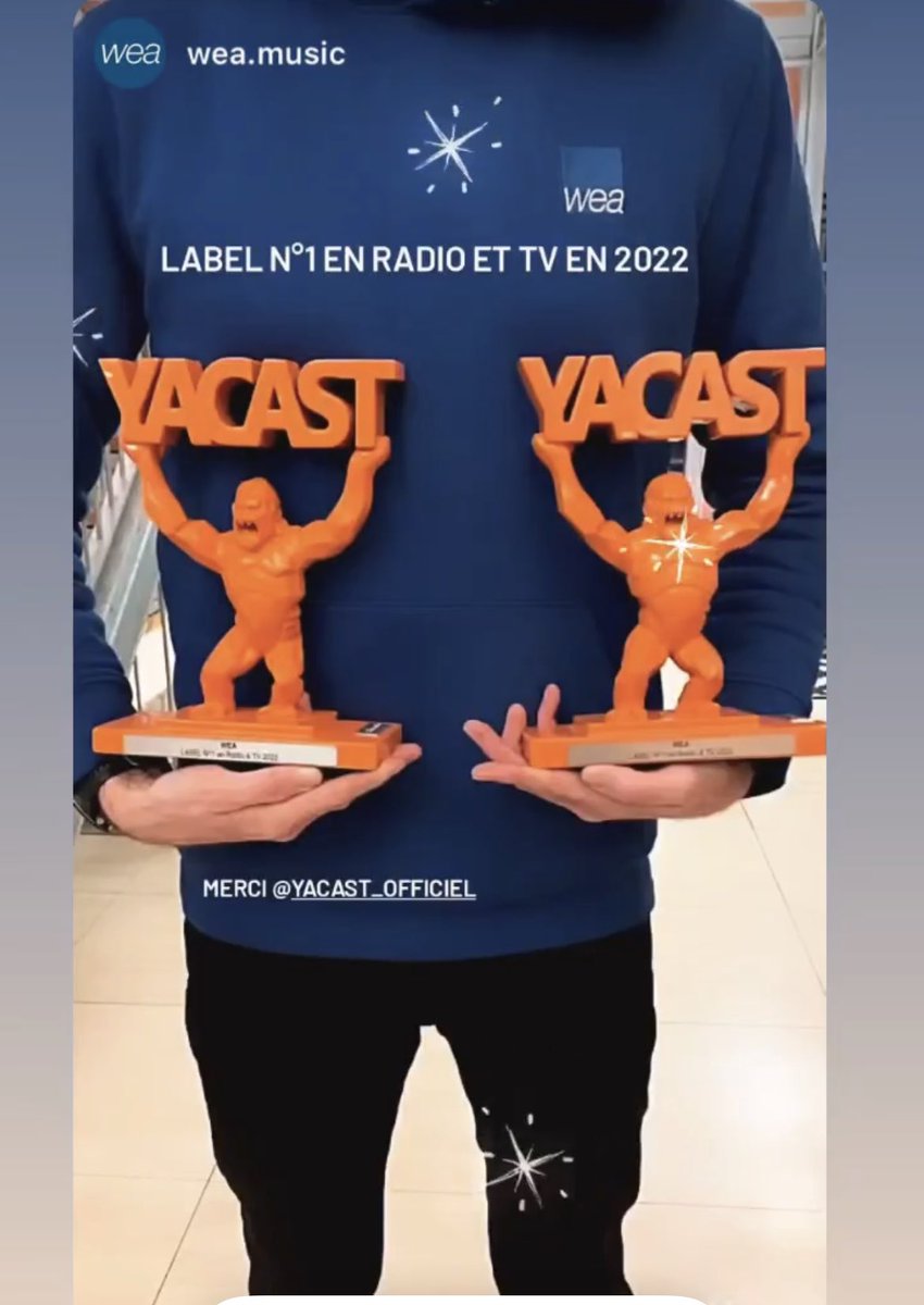 Félicitations aux équipes de <a href="/WEAMusic/">WEA Music</a> label le plus diffusé en Radio &amp; TV en 2022 👏👏👏 <a href="/WarnerMusicFR/">Warner Music France</a>