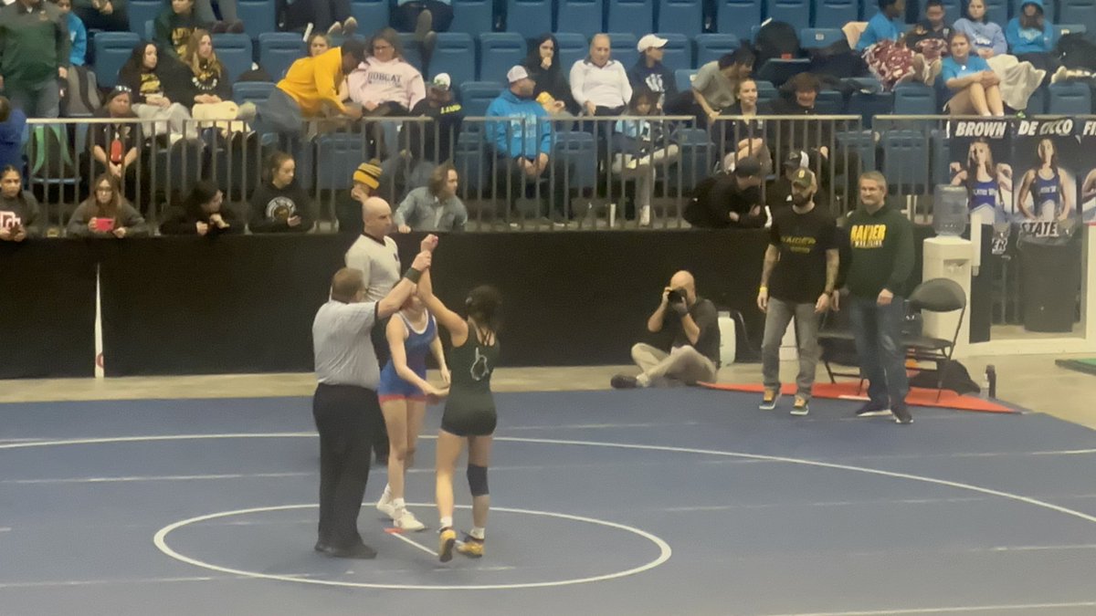 RaiderWraslin's tweet photo. Following a huge win in the consolation semifinals over the defending state champ, Stella Segura finishes strong over Dodge City avenging her only regular season loss with a pin to take third at state! 36-2 on the season! https://t.co/2qm7xLVPW5
