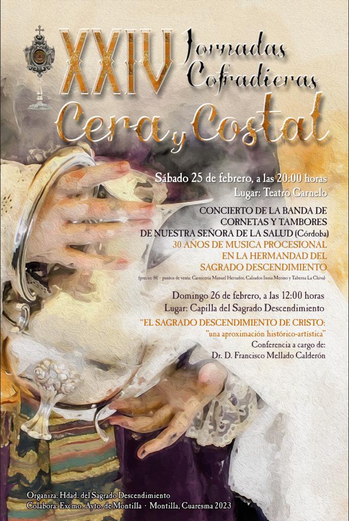 descendimiento's tweet photo. 🔔 RECUERDA 🔔 
Este fin de semana, XXIV JORNADAS COFRADIERAS "CERA Y COSTAL”

Sábado 25: 
🥁CONCIERTO: @bandasaludcord en el Teatro Garnelo a las 20:00h.

Domingo 26:
✝️CONFERENCIA: “El Sagrado Descendimiento de Cristo: Una aproximación histórico-artística” a las 12:00h. https://t.co/IDdJ2wa9n3