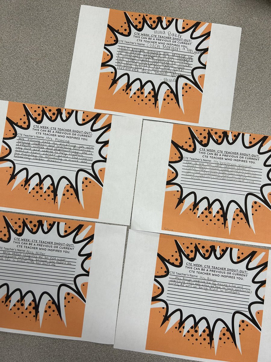 AHS_EduTrain's tweet photo. CTE Week: CTE Teacher Shout-Out! Students choose a previous or current teacher who inspires them and gave them a shout out. 🗣️👏🏼 #cteweek @AvilleCityBOE @AHS_Aggies @AggieCTE @aggievision https://t.co/PgwZgoSZIz