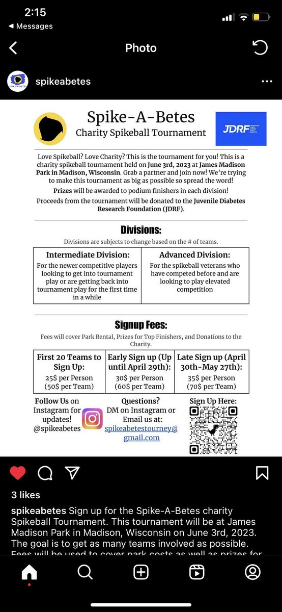 tsm1th8's tweet photo. Hey y’all, my friend is setting up this charity spikeball tournament. Message me or text me if interested. PS I’m recruiting someone to be my partner🫢 https://t.co/IWl9oiAZ3x