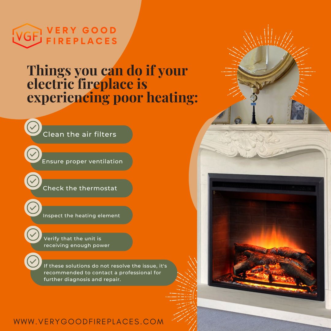VGFireplaces's tweet photo. Is your #electricfireplace not heating as well as it used to? Don't worry, there are some easy fixes you can try. Follow these simple steps and you'll be cozying up by the fire 🔥  in no time. 

#heatingissues #fireplaceissues #DIYfixes #homeimprovement #fireplace https://t.co/timJEunL42