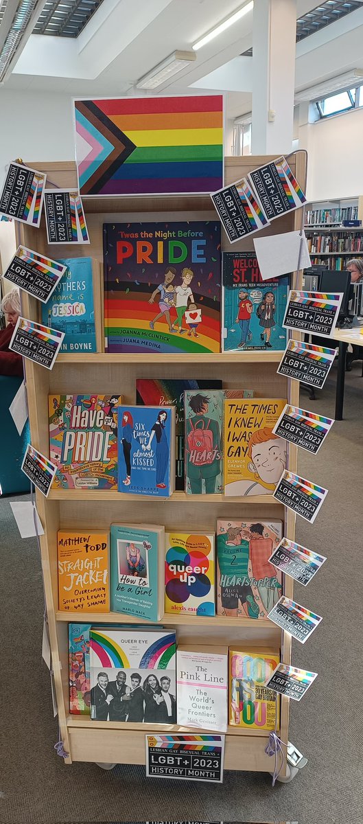 Harmsie's tweet photo. Loved this display in our local Library today! Borrowed a few. Queer up is a really good read for teens ๐๐
#Queerup
#Library https://t.co/2MGsFIBkJk