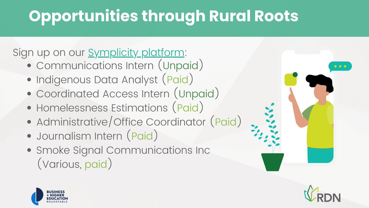 As we wrap up today's Rural Roots student webinar, here is a sample of available work-integrated learning placements on our simplicity platform. To apply for these sign up now!ruraldevelopment-csm.symplicity.com In partnership with @BHERCanada with support from @canadabusiness