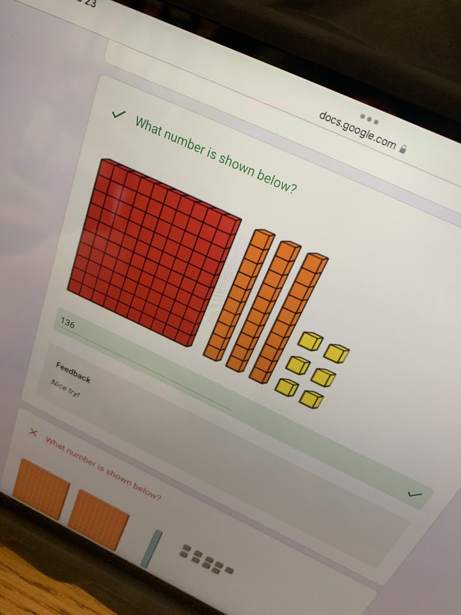 applesolutely_'s tweet photo. I created a #GoogleForm for place value that gave students #ImmediateFeedback. They enjoyed trying something new and seeing their results right away! @VaughnElemFISD #VaughnSpringTraining https://t.co/4JIvEB4DLV