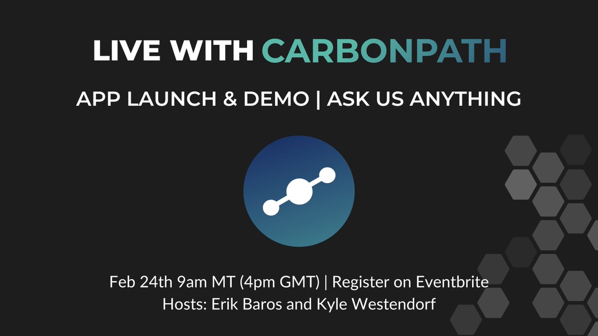 CarbonPath_io's tweet photo. 🚀 Our new app is almost here, and we want you to be the first to see it in action. Join us tomorrow, Feb 24th for the public demo and questions.
#ReFi #Dapp #stopmethane #CarbonPath
Register: https://t.co/7Yf79ZaRLI https://t.co/zZtVBB24Gs