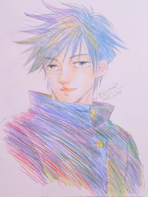 #アナログ絵で魅せてみよ 色鉛筆です*.(๓'͈ ˘ `͈๓).* #呪術廻戦ファンアート  #伏黒恵 