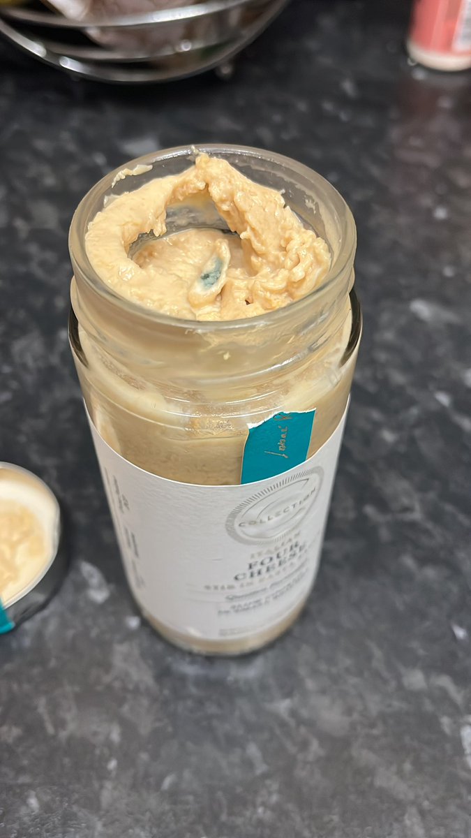 IngramAnnie's tweet photo. @marksandspencer I brought the Italian Four Cheese Stir In Pasta Sauce literally 40 mins ago in Bath. Just opened it to have for dinner and it’s mouldy!!! https://t.co/skDlTmMTxK