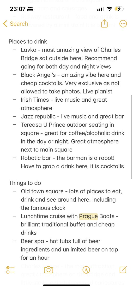 robynella's tweet photo. @GhouriNatasha Here is my list of recommendations from when I went to Prague! I send it to everyone I know who has been since we went. It’s so great there, one of our fave city breaks. Have the best time xxx https://t.co/WEzAGWKt29