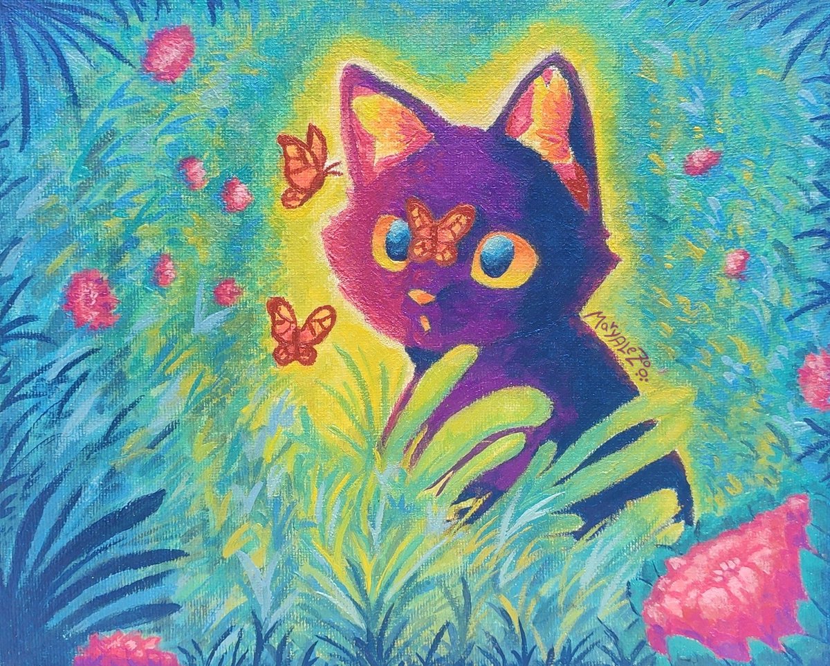 'Eyes full of wonder, appreciating the ephemeral things of life'

#catpainting #painting #illustration #cat