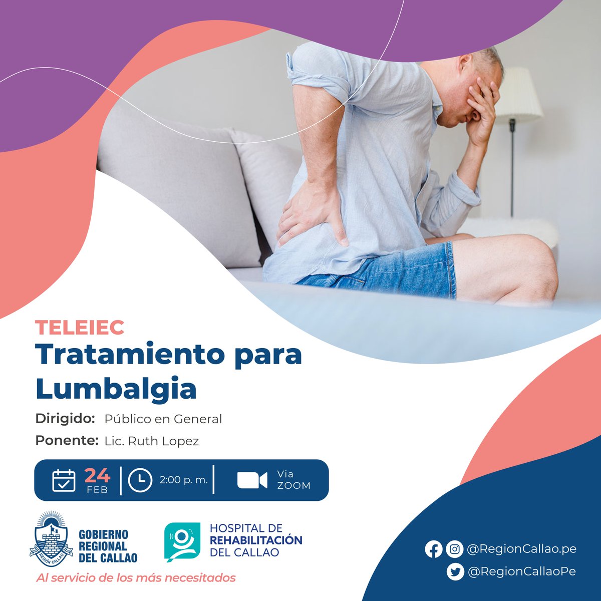 HRehabilita's tweet photo. 📢 El @HRehabilita, te invita a participar de las #CharlasVirtuales este viernes 24, en donde abordaremos el tema:
✅Espolón calcáneo
⏰12:30 p. m. 
✔Vía Zoom: https://t.co/X16NbkuajB

✅Tratamiento para Lumbalgia 
⏰2:00 p. m.
✔Vía Zoom: https://t.co/OsraVuKSmy https://t.co/Y60r0zDQq8