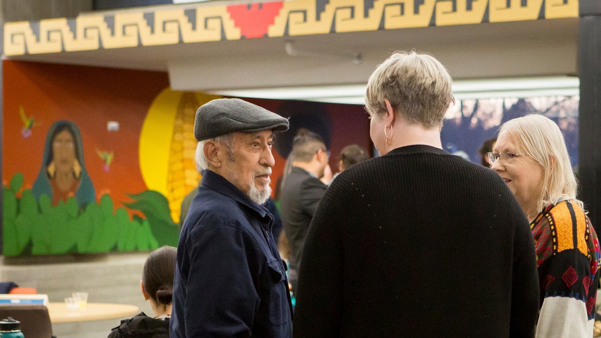 UNC_Colorado's tweet image. Have you seen the new mural inside Michener Library yet?! Mexican Chicana alum Brenda Vargas alongside Chicano muralist Leo Tanguma painted colorful and moving art on the first floor! An unveiling celebration was held last week – go check it out!