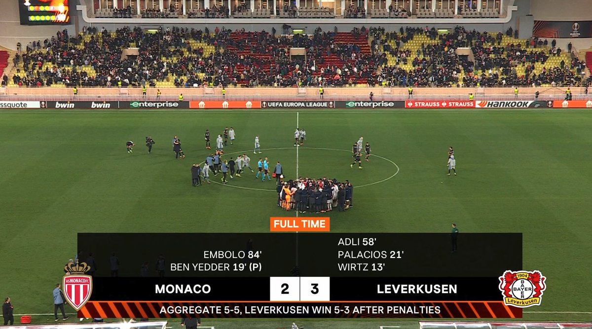 onthepitch_pod's tweet photo. Bayer #Leverkusen schmeißt AS #Monaco um Kevin #Volland und Alex #Nübel nach Elfmeterschießen aus der #EuropaLeague!👏⚽️🇩🇪
Parallel führt #Union daheim gegen #Ajax und #MUNBAR gibt es auch noch!😍🔥 #UBEAJX #FCUAJA
#MONLEV #ASMB04 #UEL https://t.co/k1fx07NSUr