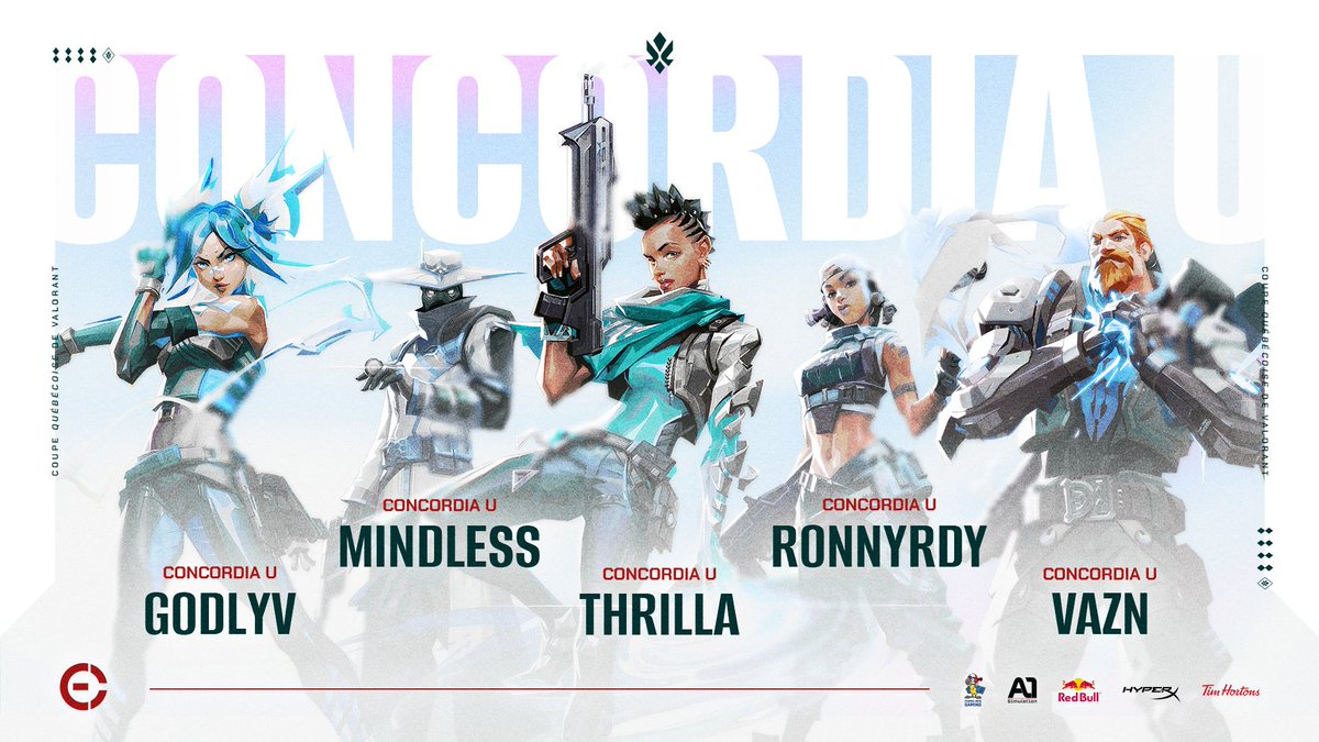 Ils sont la 1ère équipe collégiale au sein de la CQV, <a href="/CeSAConcordia/">Concordia Esports</a> nous ont montré une performance solide lors des qualifications.
Sauront-ils garder ce niveau durant la saison?

<a href="/godlyv/">Godly Varghese</a>
<a href="/mindless_NA/">mindless</a>
<a href="/ValKelutch/">Thrilla</a> 
<a href="/RonnyRdy/">RonnyRdy</a>
VAZN

#ValoQC #CQV