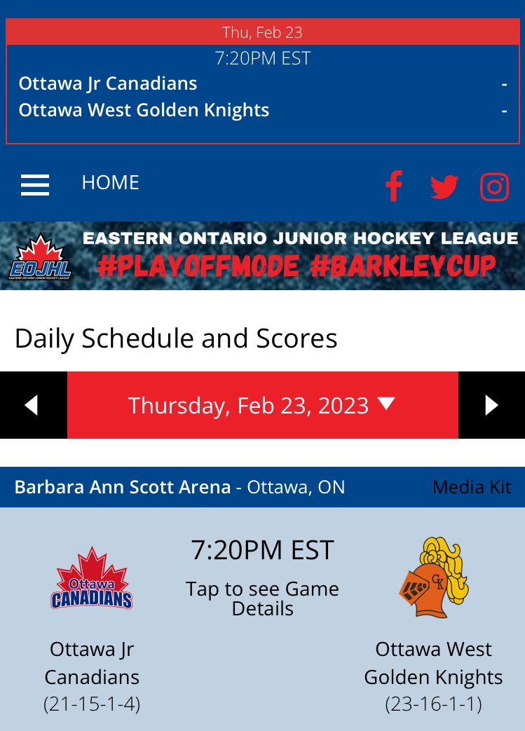 Ferggy55's tweet image. Huge game tonight in @TheEOJHL as playoff implications are on the line between @OWGK_Hockey &amp;amp; @OttJrCanadians. Winner gets home ice for the playoffs. Should be a fun one and excited to be at the clock for it #barclaycup #playoffmode #playoffpreview