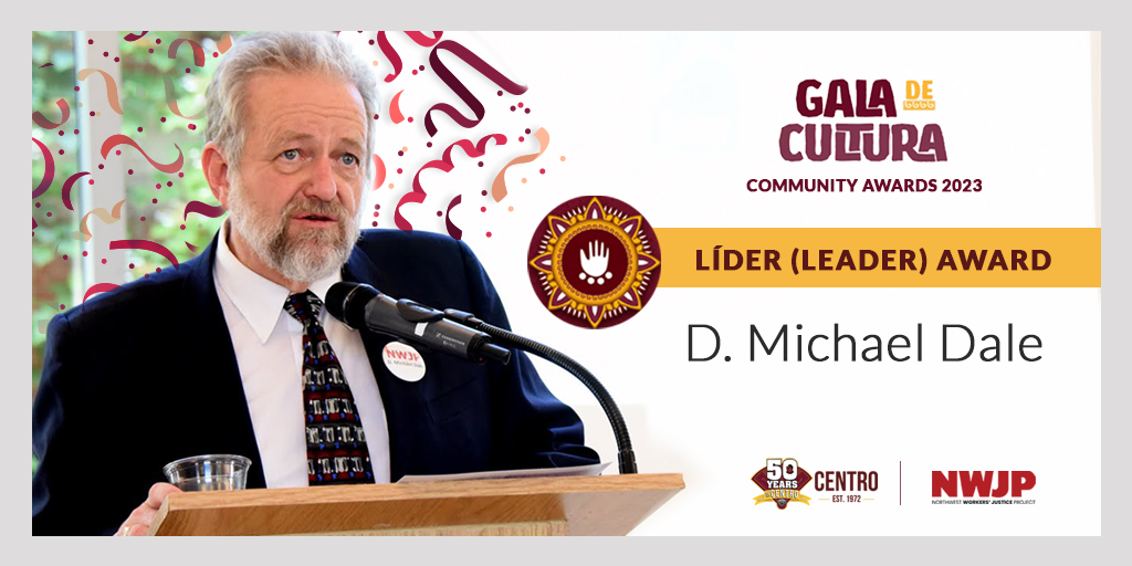 Worker_Justice's tweet photo. First and foremost, we would like to wish our very own, Michael Dale, a Happy Birthday! 🎂✨ We would also like to congratulate him for receiving the Leader Award by @Centro_WashCo , for his tireless advocacy for workers' rights as a founder and senior attorney of the NWJP https://t.co/dmgvkFvMcR