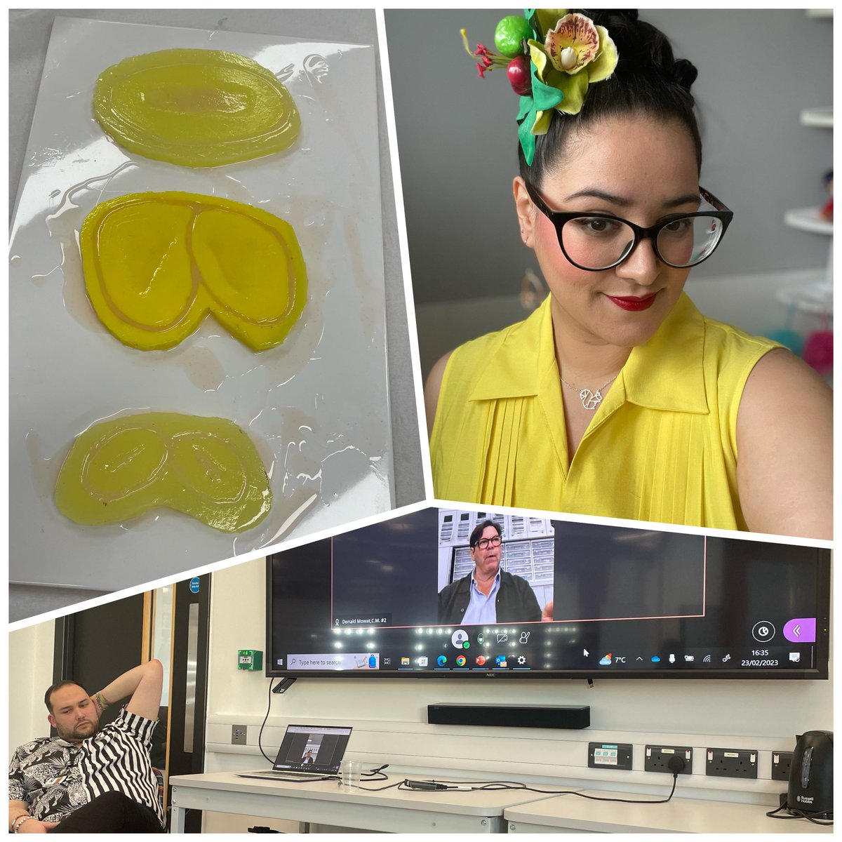 Powderpuff_Room's tweet photo. Great end to @UniNorthants #changingfuturesweek I finished up my ageing prosthetics and enjoyed a talk from @donaldmowat who I appreciated answering my question about hiring accessibility for mothers, #autistic and #disabled #makeupartists! 💛
#makeup #donaldmowat #uninorthants https://t.co/4VPOxy18NW