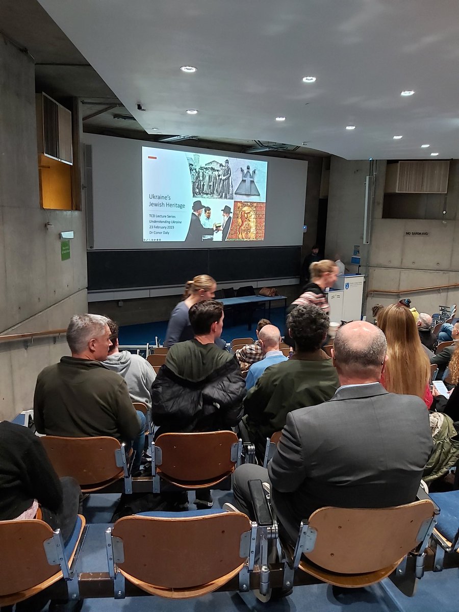 kamfinsa's tweet photo. A slightly more unusual end to my working day, as I walked to @tcddublin for one of their Russian Department's series of lectures, #UnderstandingUkraine. Tonight's theme was #Ukraine's Jewish Heritage by Dr Conor Daly - plenty of food for thought. https://t.co/9gDkvN78qm