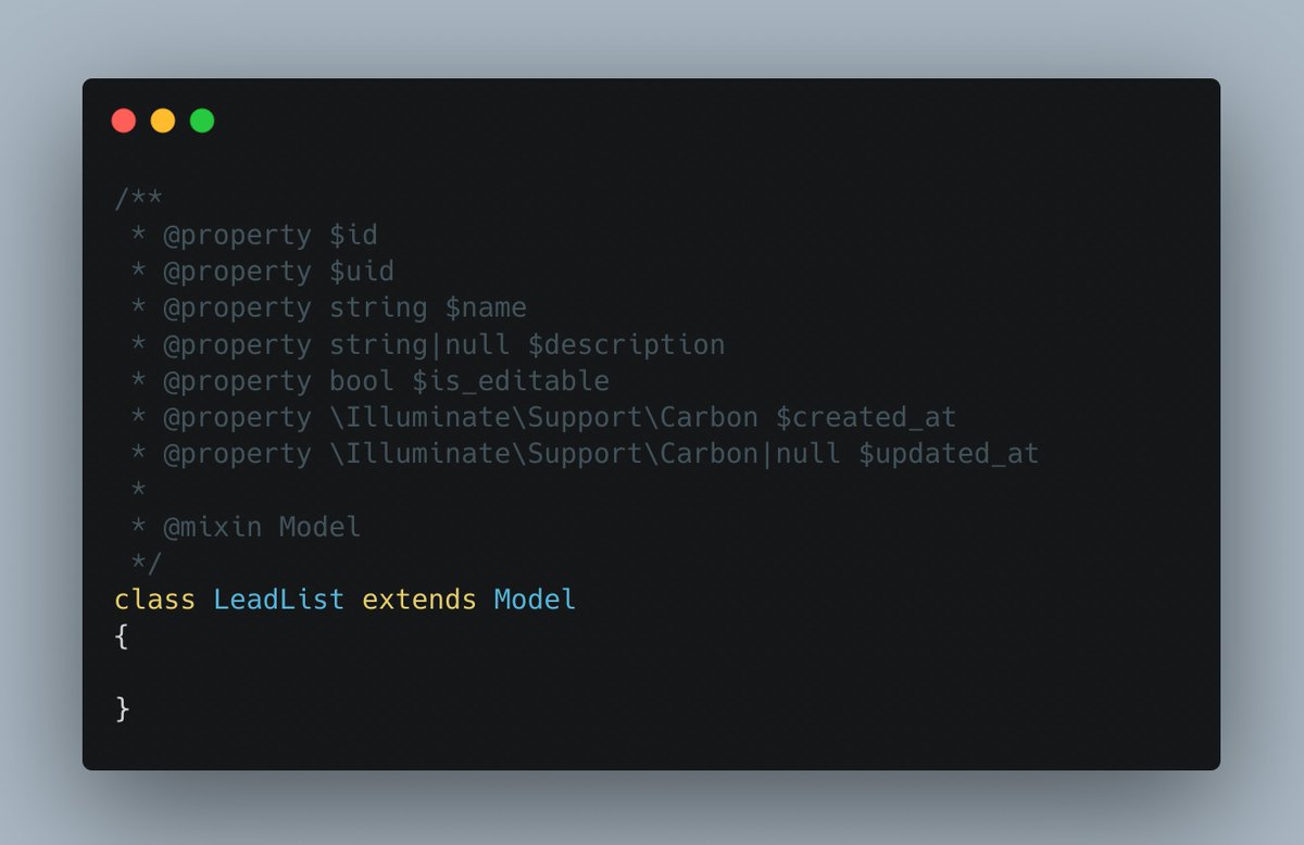ALEMRANCU's tweet image. Laravel Tips: 
Must Use DocBlock for Laravel Model. It will help you from making mistake when you write code.
❤️ for @laravelphp
#laravel_tips