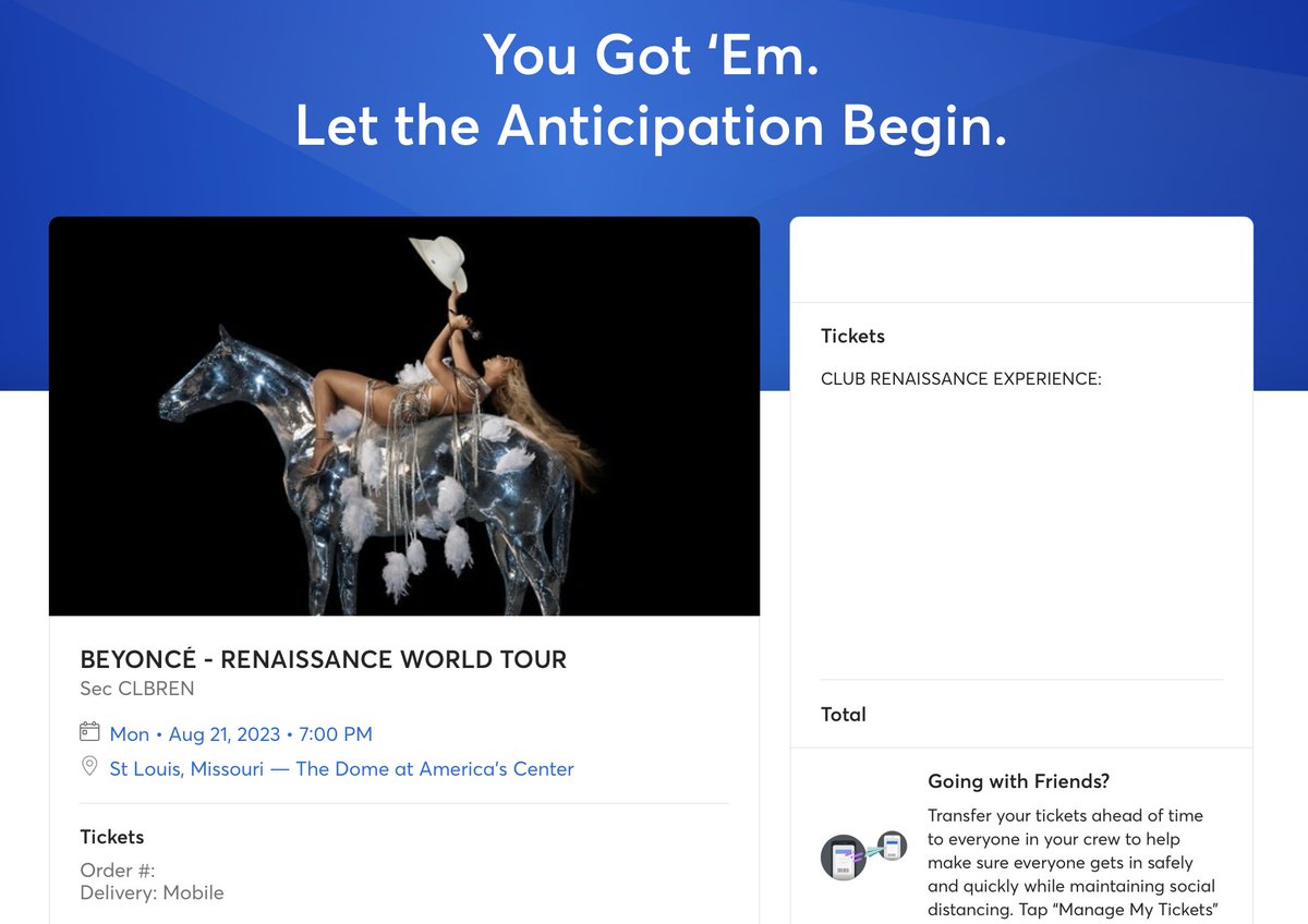 SimplyySharee's tweet photo. I DID IT! I GOT THESE DAMN CLUB RENNY GA SEATS!! #RENAISSANCEWorldTour  St. Louis, 2 days before my bday.. and I'm still going to HER BDAY show in LA! Can't wait https://t.co/LZkA7pbWPd