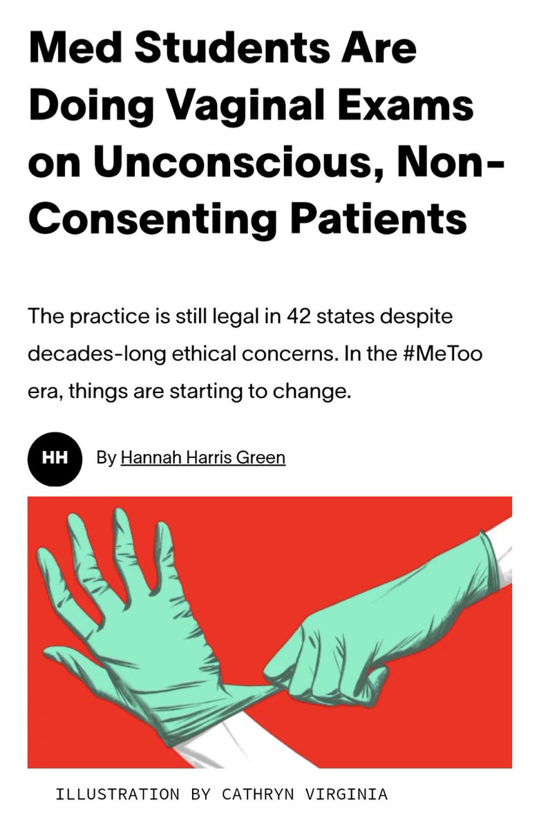 ask_aubry's tweet image. In 42 states, doctors and med students can and do pelvic examinations of unconscious women without their consent at no benefit of the patient during procedures that are unrelated.