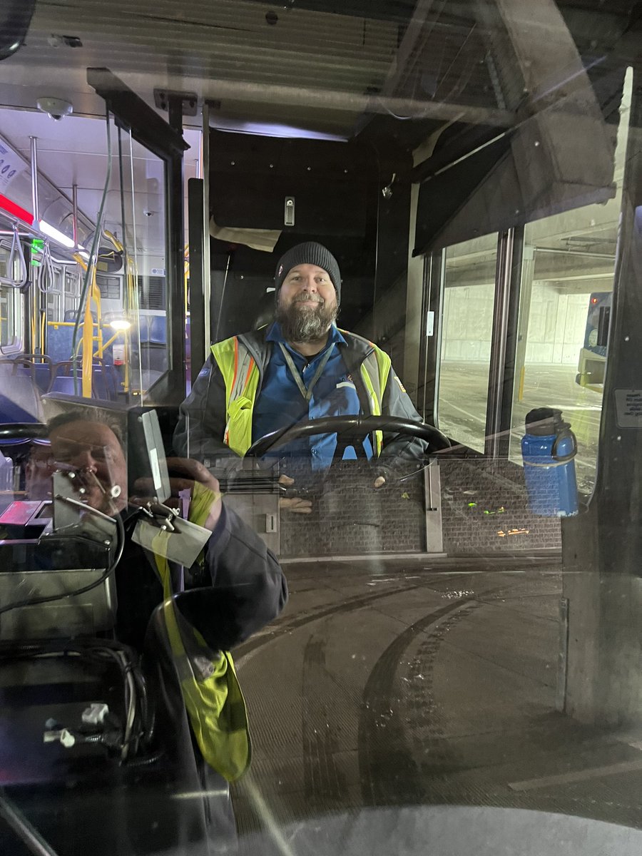 Dan_Christensen's tweet photo. The driver who got me to work, slept at the garage last night to make a difference today. Talked to three drivers who drover extraordinary hours yesterday. just amazing dedication. #Portland you can be proud of your @trimet  drivers. https://t.co/t4B4xXTXQg